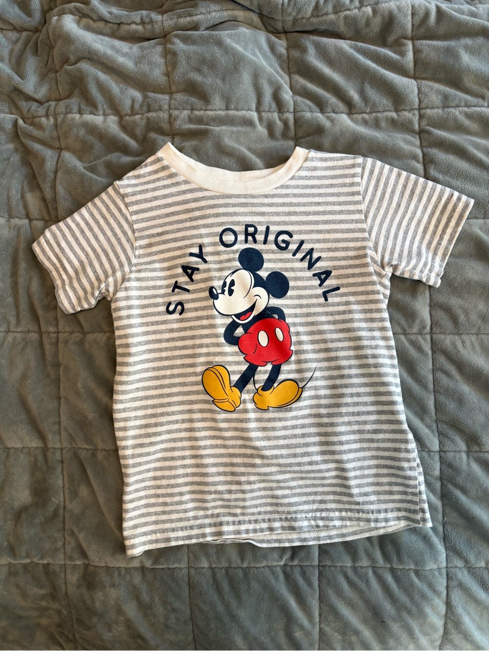Disney Gray & White Striped Mickey Mouse 'Stay Original' Tee